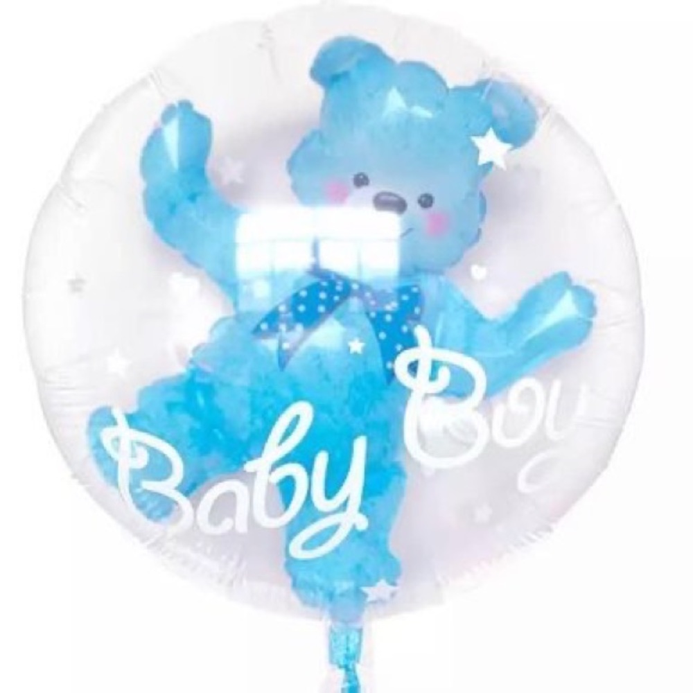 24 inch 1 new baby bear boy balloon with 1 air pump